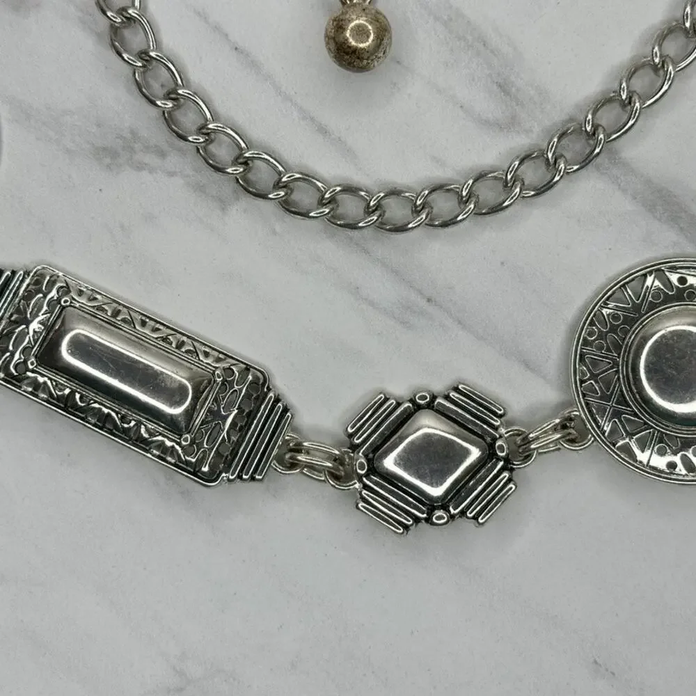 Chico's Silver Tone Chain Link Belt Southwestern Medium/Large (M/L) ✨